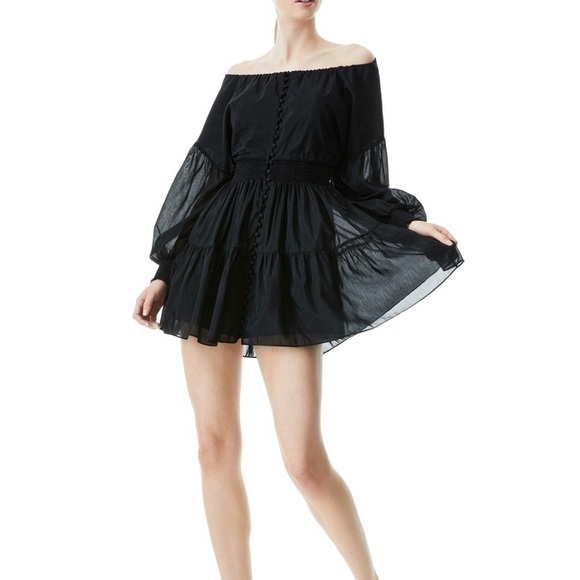 Alice + Olivia Dresses & Skirts - Alice + Olivia Kiara Button Front Dress in Black 6